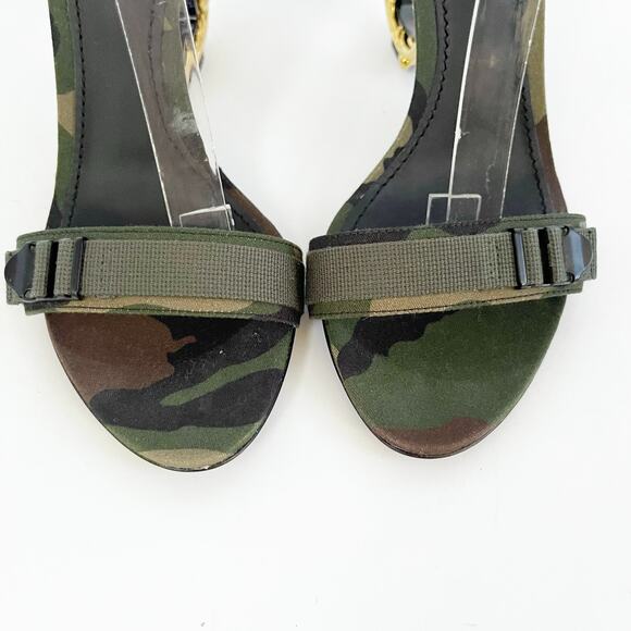 Dolce & Gabbana Keira Green Camouflage DG Logo Baroque Heel Sandals IT 39.5 - Picture 6 of 10